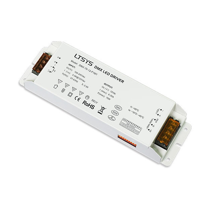 DMX-75-12-F1M1 75W 12VDC CV DMX LED Driver